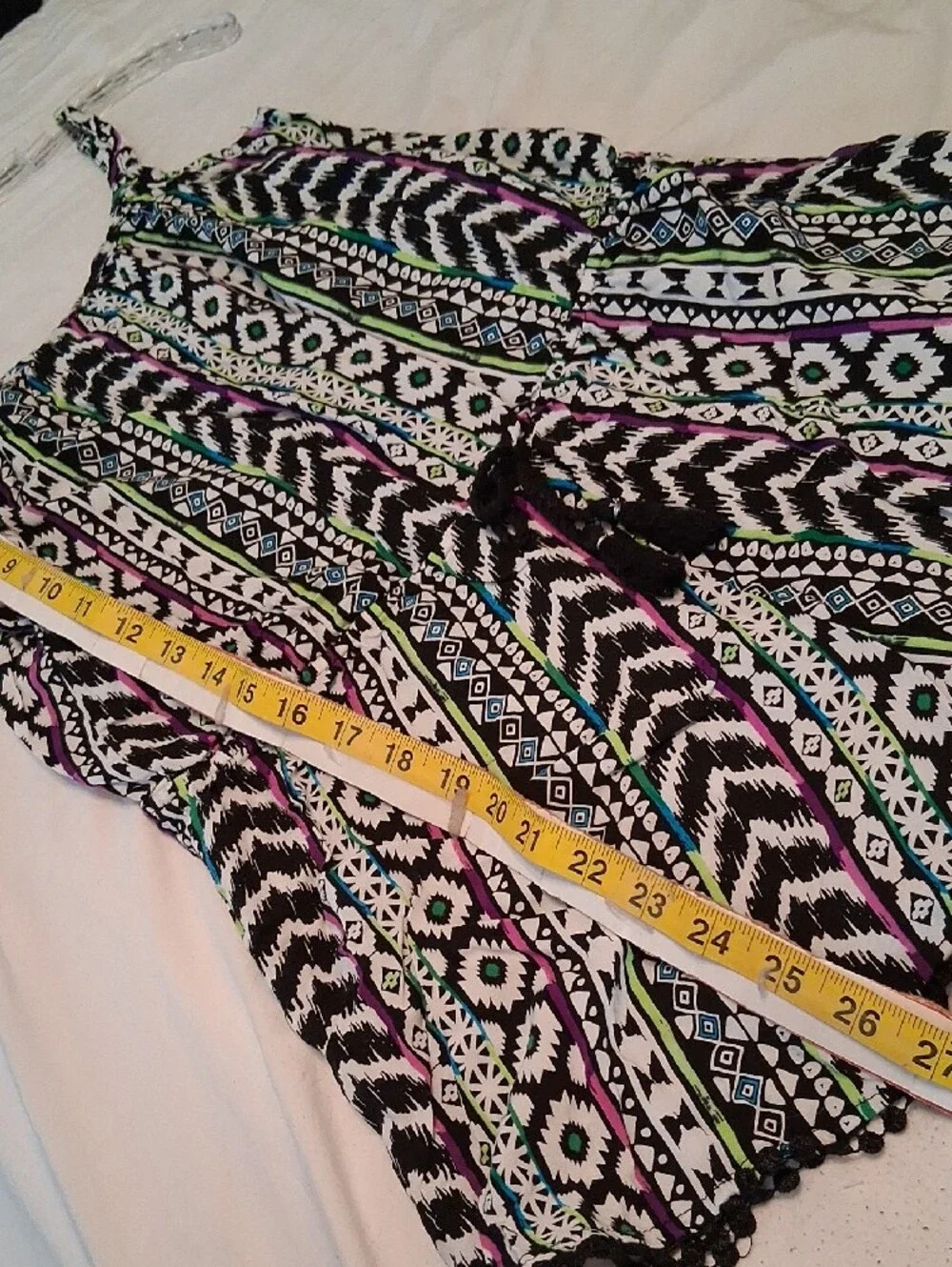 NWOT Girls' Size 16 Black Patterned One-Piece Romper with Green & Purple Accents